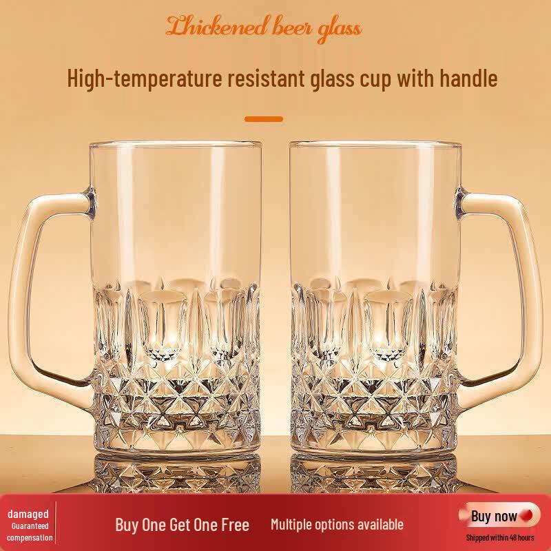 Youluo Large Capacity Tempered Glass Mug with Handle