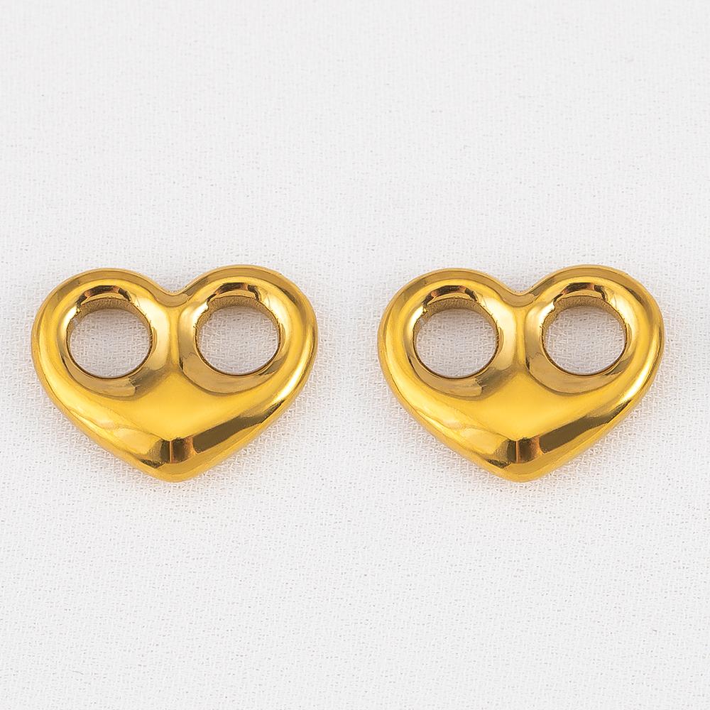 5pcs Stainless Steel Double Hole Love Heart Charms Gold Plated Hearts Pendant for DIY Jewelry Findings Necklace Earring Supplies
