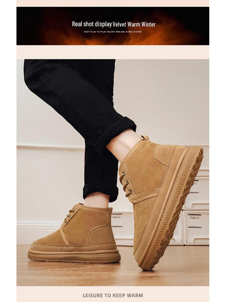 Men's High Top Non-Slip Snow Boots with Velvet Lining - Warm and Casual Winter Footwear