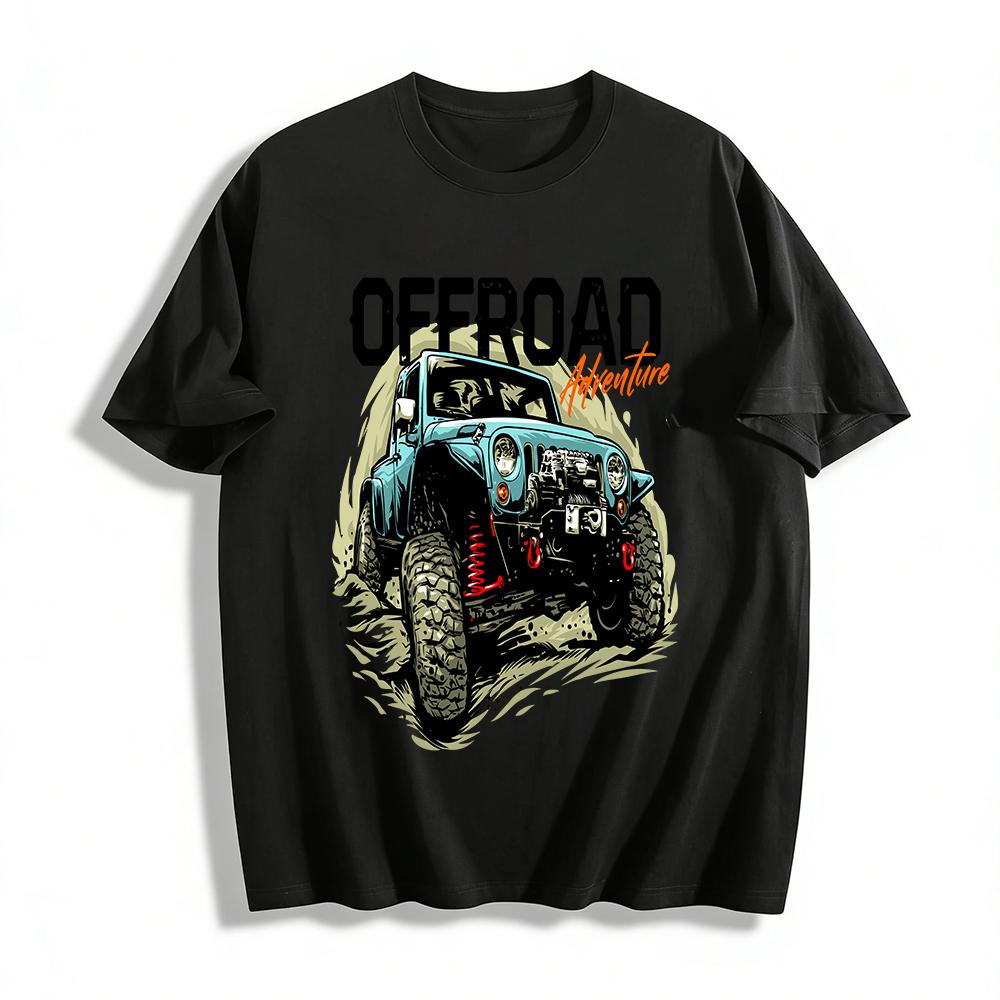 

Off Road Adventure Modified Jeep Graphic Short Sleeve T-Shirt Pure cotton T-shirt XXS