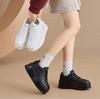 Fashion 6CM Genuine Leather Women's Casual Thick Bottom Sneakers Spring Style Versatile Student Fashionable Board Shoes Upper Lace-Up