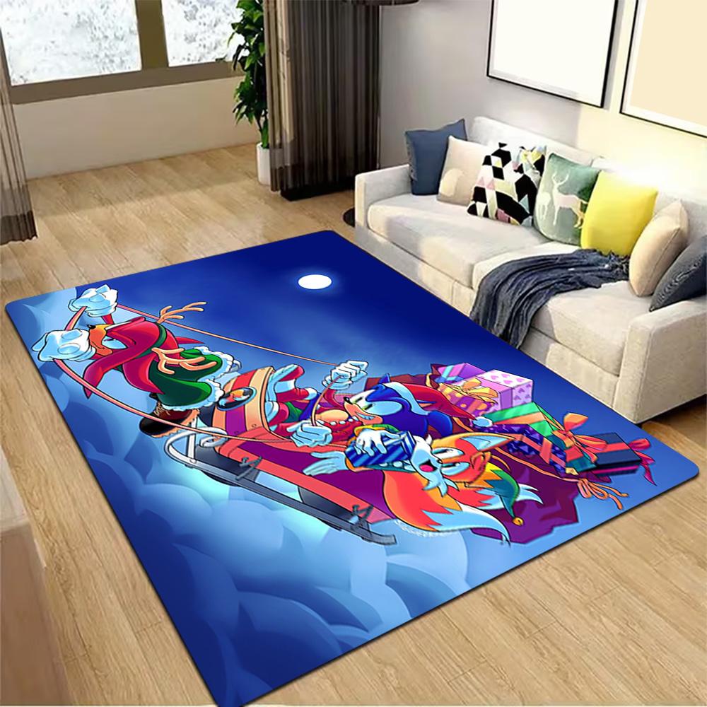 Sonic The Hedgehog Figures Set Decoration,Carpet,Living Room,Bedroom, Non-slip,Square rug