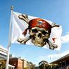 2D Flat - 2D Flat - 2D Flat - 1pc Double-Sided Flag 2D Spring Stylish Pirate Skull Design with Red Bandana And Crossbones Multiple Sizes for Outdoor D