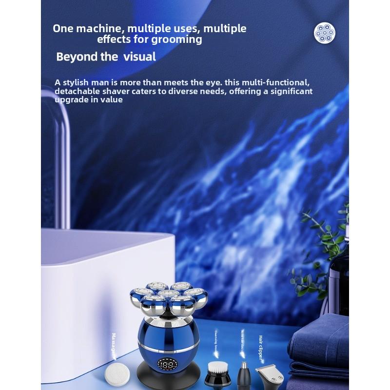 New Smart Men's Electric Shaving Kit for Shaving Bald Heads - Seven-blade Head, Cordless Beard Trimmer