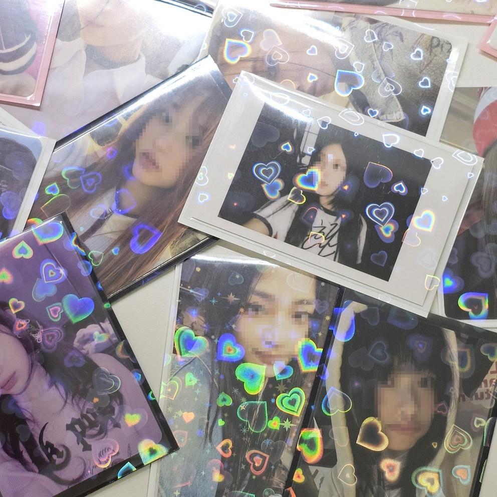 Lifeall Pokasleeve Top Loader Poka Heart Hologram Card Sleeves, White + Black, 100 Sheets