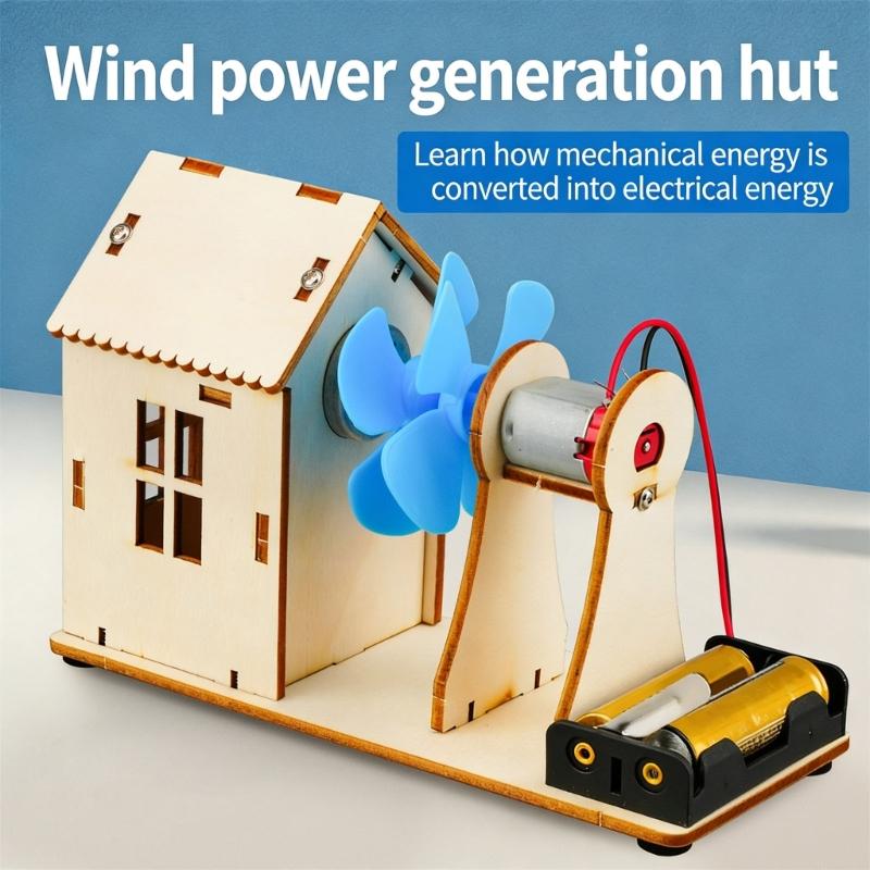 Pädagogisches Windkraftgenerator-Modellset Für den Schul-Naturkundeunterricht Einfacher handgefertigter Aufbau Mit LED-Anzeige