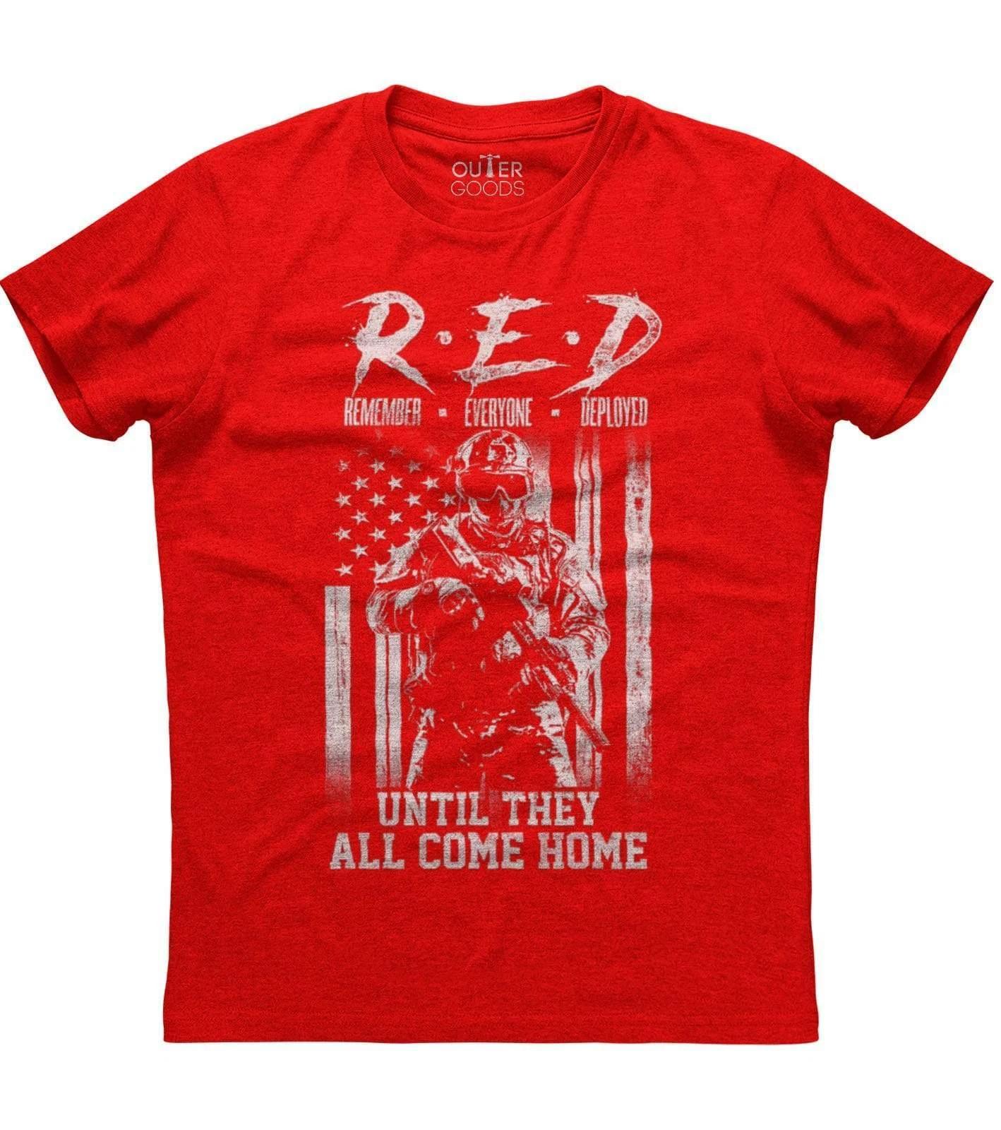 Mens American Flag Remember Everyone Deployed Patriotic T-Shirt Military Soldier S