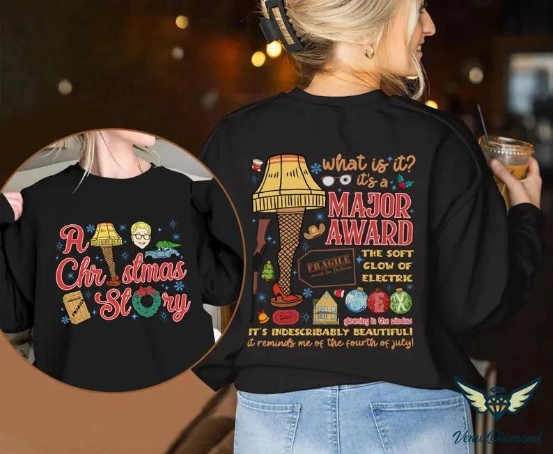 

A Christmas Story T-Shirt – Ralphie Leg Lamp Sweatshirt, “Oh Fudge” Quote Xmas L