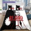 Re Zero Pattern Bedding Quilt Set Quilt Cover Pillowcase Home Birthday Gift(1 * Duvet Cover + 2 * Pillowcase, Without Core)