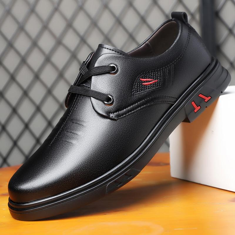 Spring and Autumn New Casual Men's Shoes Men's Lace-Up Business Casual Shoes Men's Leather Shoes Flat Heel Single Shoes Leather Shoes