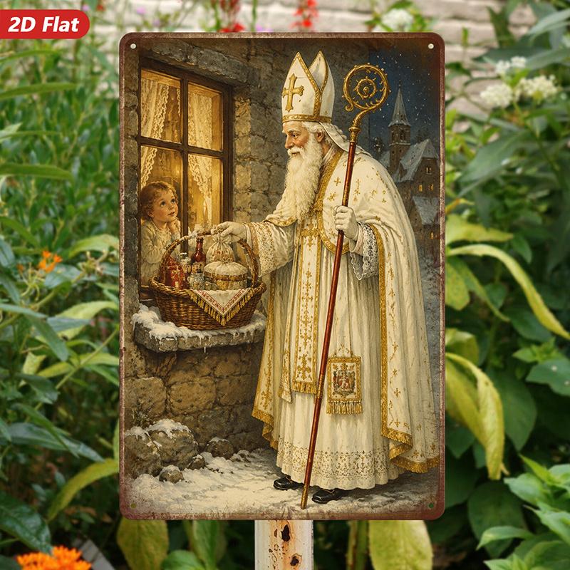 2D Flat Metal Sign Saint Nicholas 20cm x 30cm