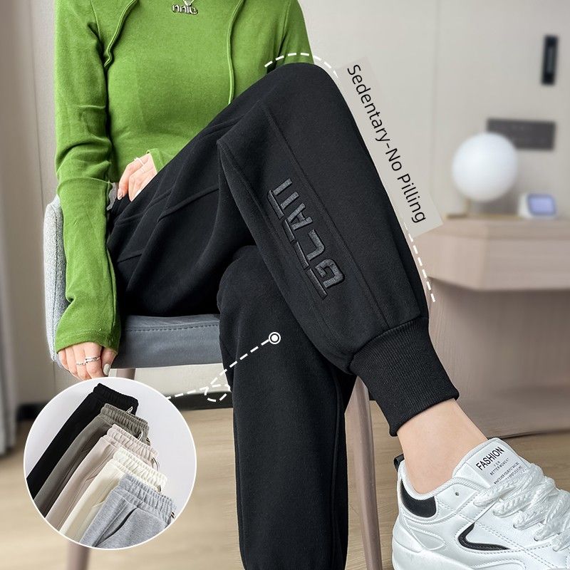 

Весна и Осень Зима Большие размеры Женские брюки Толстушка Мм2025 Модные Брюки с вышивкой Спортивные брюки для похудения Свободные Повседневные брюки Брюки Black [regular not Fleece-lined]] L