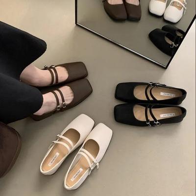 Retro französische Damenschuhe flache Einzelschuhe Damen Frühling 2024 Explosion koreanische Version französisches Temperament niedrige Absätze Mary Jane Damenschuhe