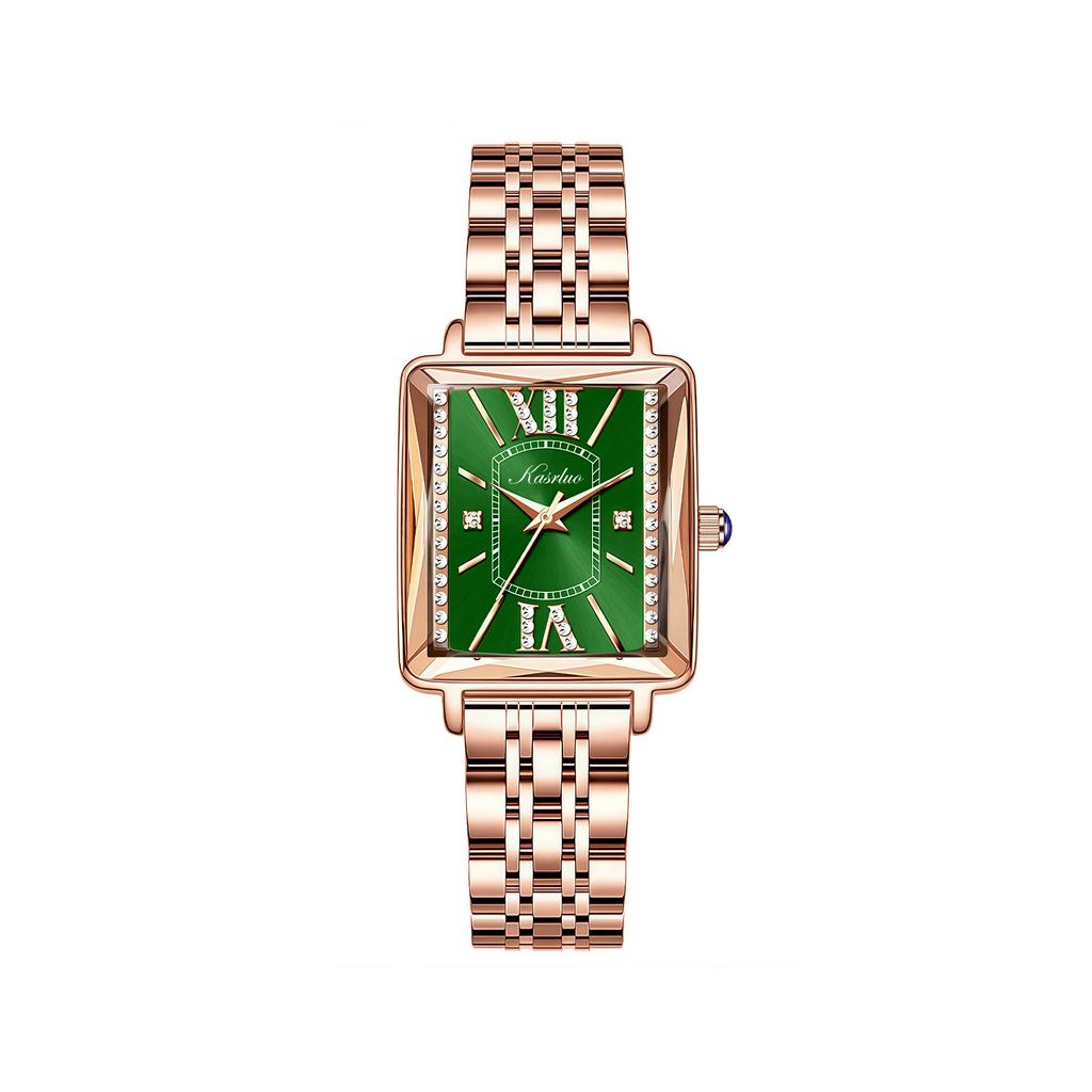 Petite Montre Carrée Femme Niche Luxe Léger Carrée Rétro Incrustée de Diamants Mode Étanche Tempérament Montre à Quartz