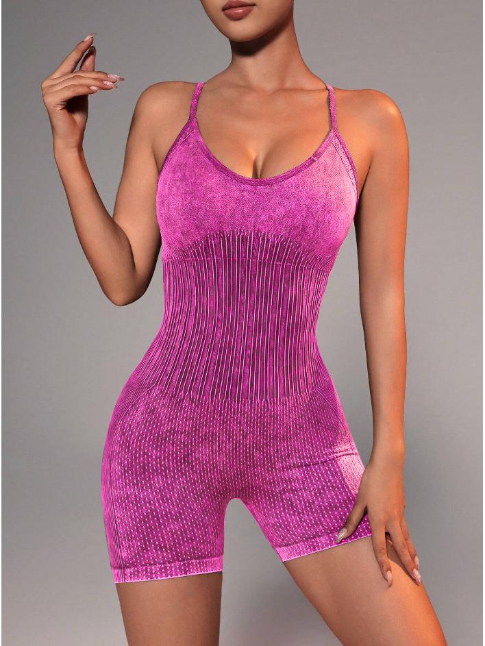 

Женский комбинезон-майка для йоги цвета нюд с песочной стиркой для танцев и фитнеса высокой интенсивности L розовый