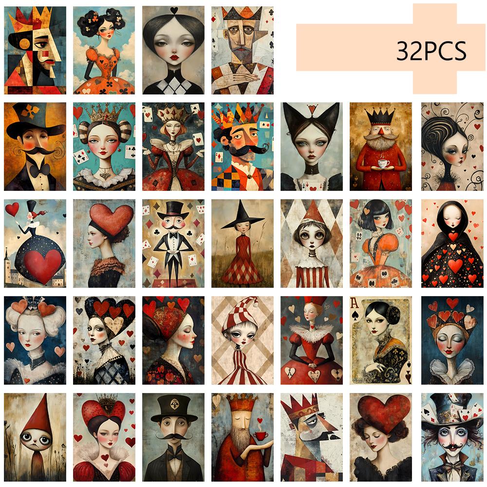 32pcs, Queen of Hearts Postcard, Funny, Birthday/Anniversary Gift, Collectible, Suitable for Gift Giving, Can be Mailed.