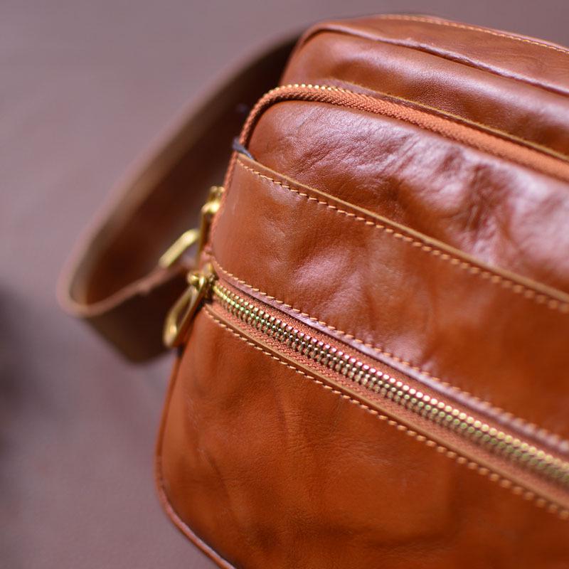 Men's Genuine Leather Crossbody Shoulder Bag, Retro Korean Style, Versatile for Women, New Trend.