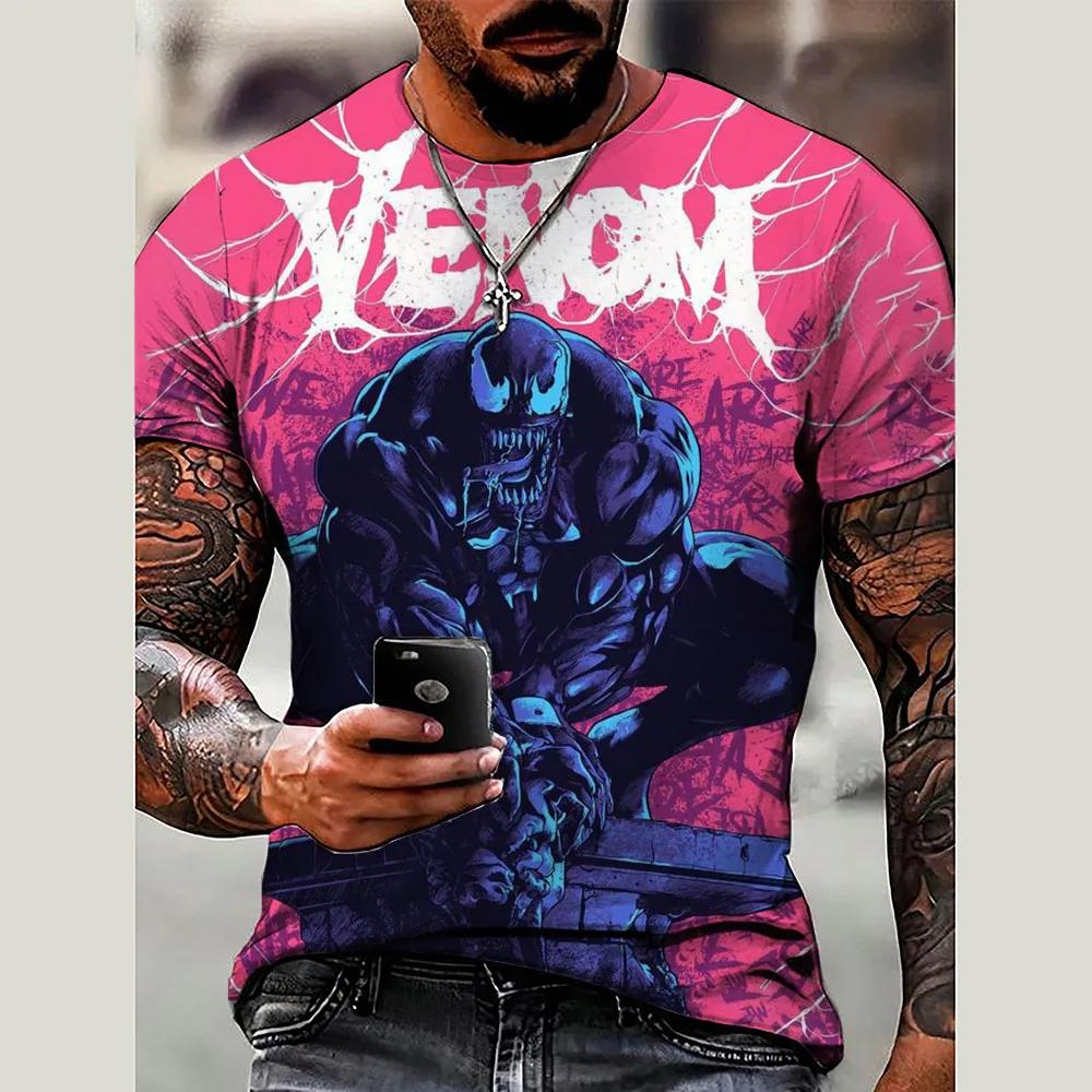 Disney 2025 3D Printed Summer New Men's T-shirt Casual Venom T-shirt Men's Short Sleeved T-shirt Men's Clothing