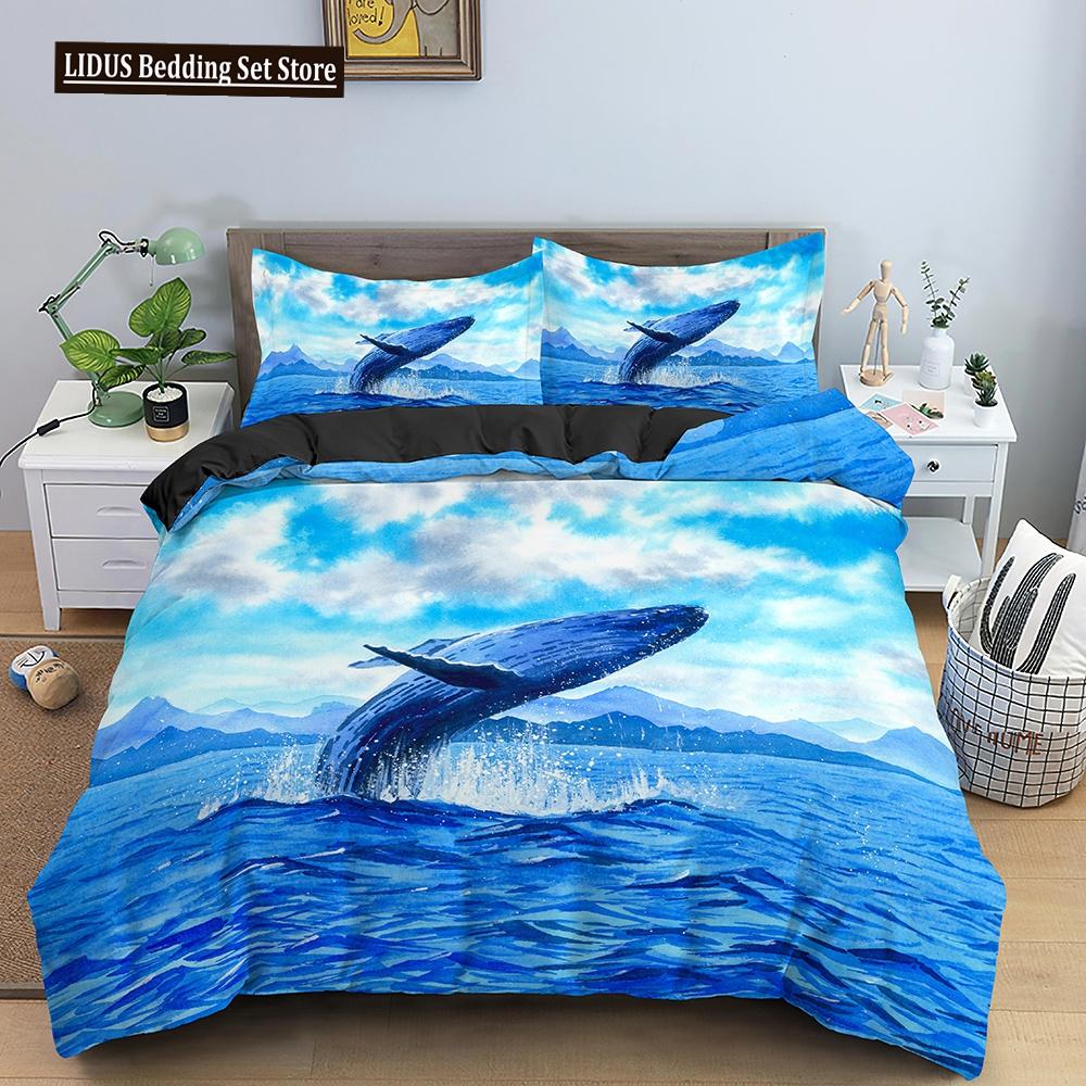 Dolphin Duvet Cover Set 2/3Pcs Marine Life Pillow Case Bedding Sets King Twin Full Queen Size Polyester Quilt Cover For Teens