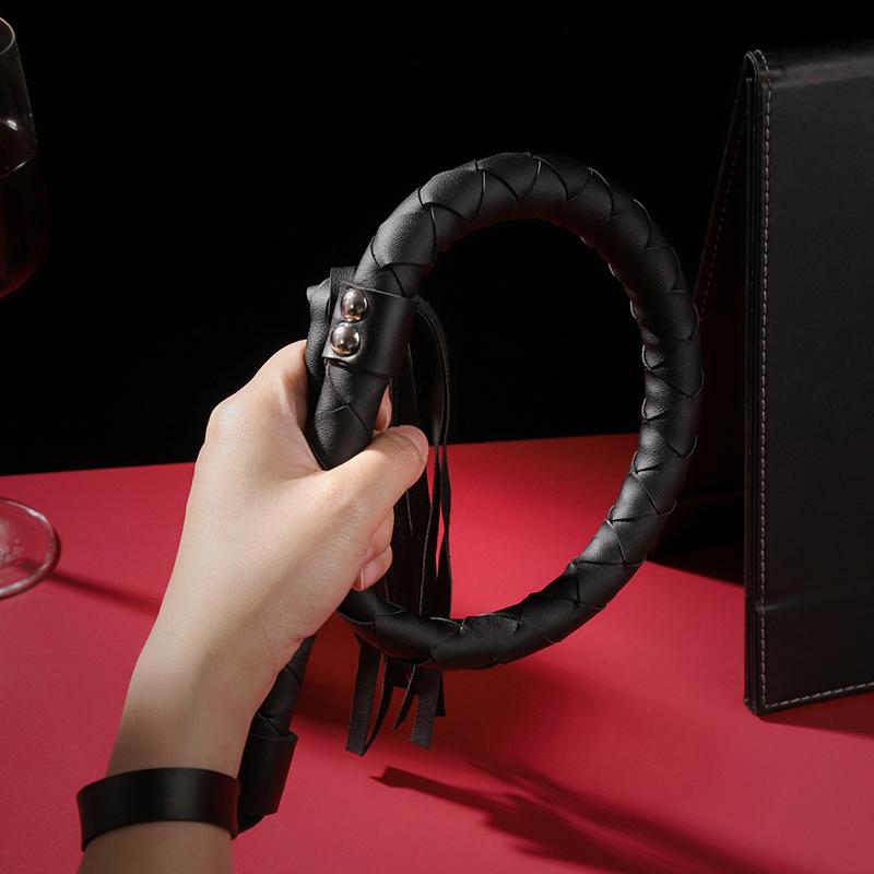 High Quality Pu Leather Pimp Whip Racing Riding Crop Party Flogger Hand Cuffs Queen Black Horse Riding Whip