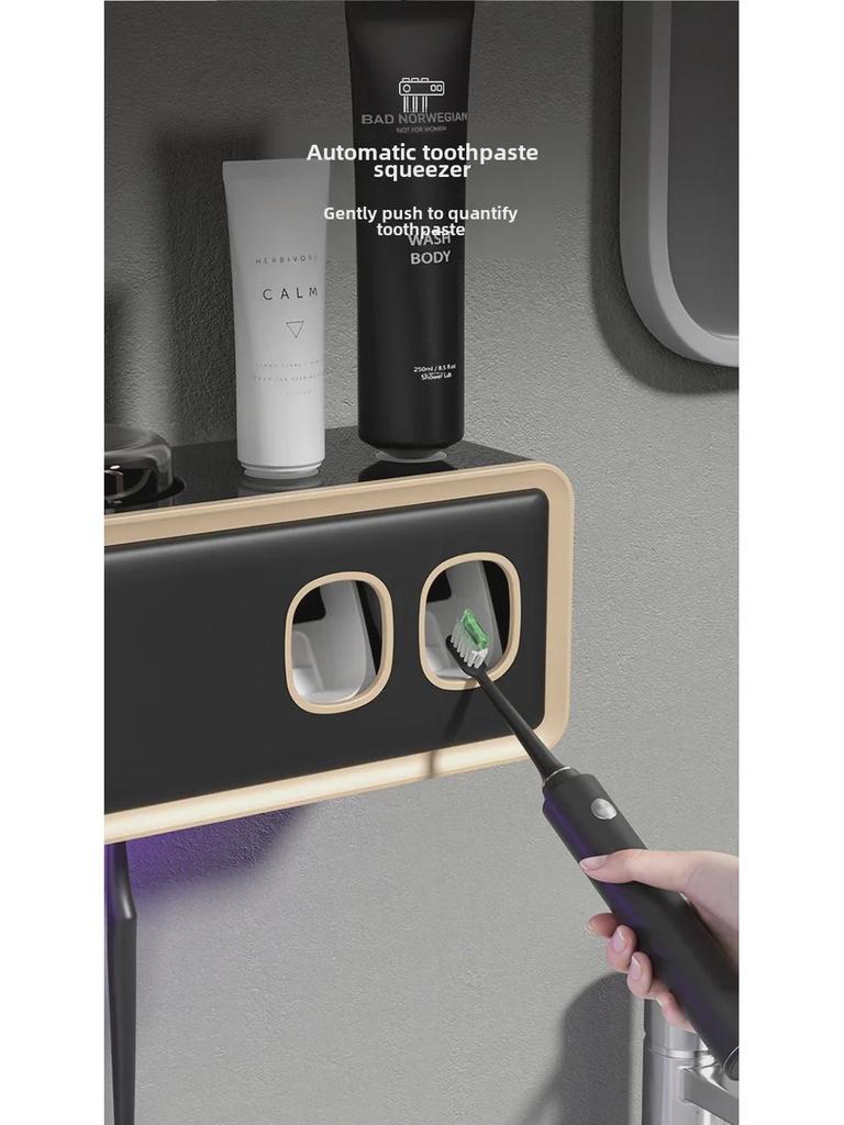 Smart Wall-Mounted Toothbrush Holder with UV Sterilizer, Toothpaste Squeezer, and Dryer