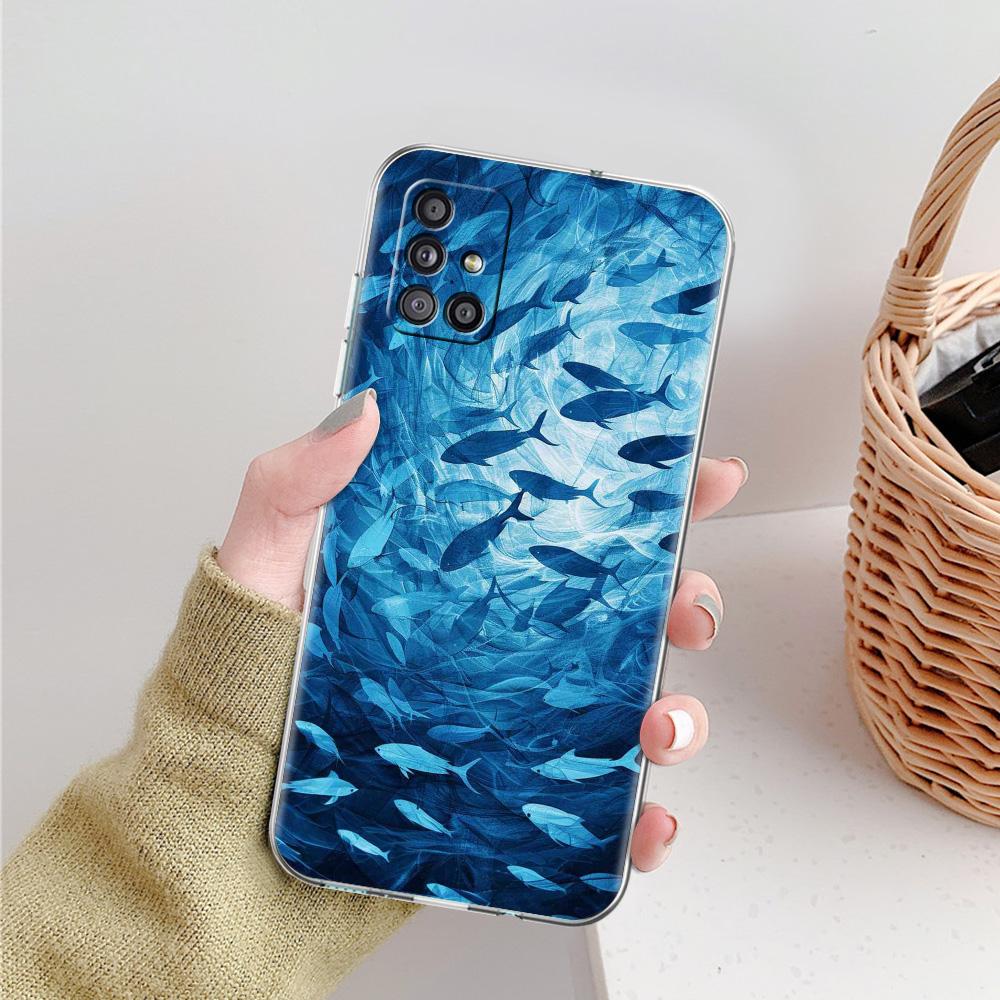 Phone Case For Samsung A15 A13 A35 A55 A51 A71 A41 A31 A21S A05 A17 A23 A25 A33 A53 A73 5G A07 4G Cover Sardines Aquatic Product