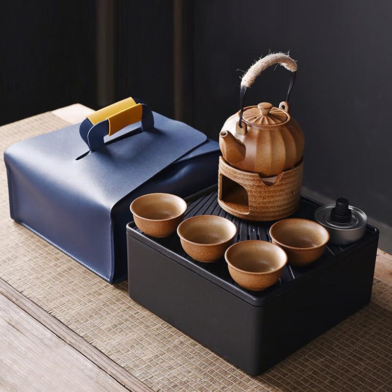 Wood-fired Ceramic Tea Set with Pumpkin Pot