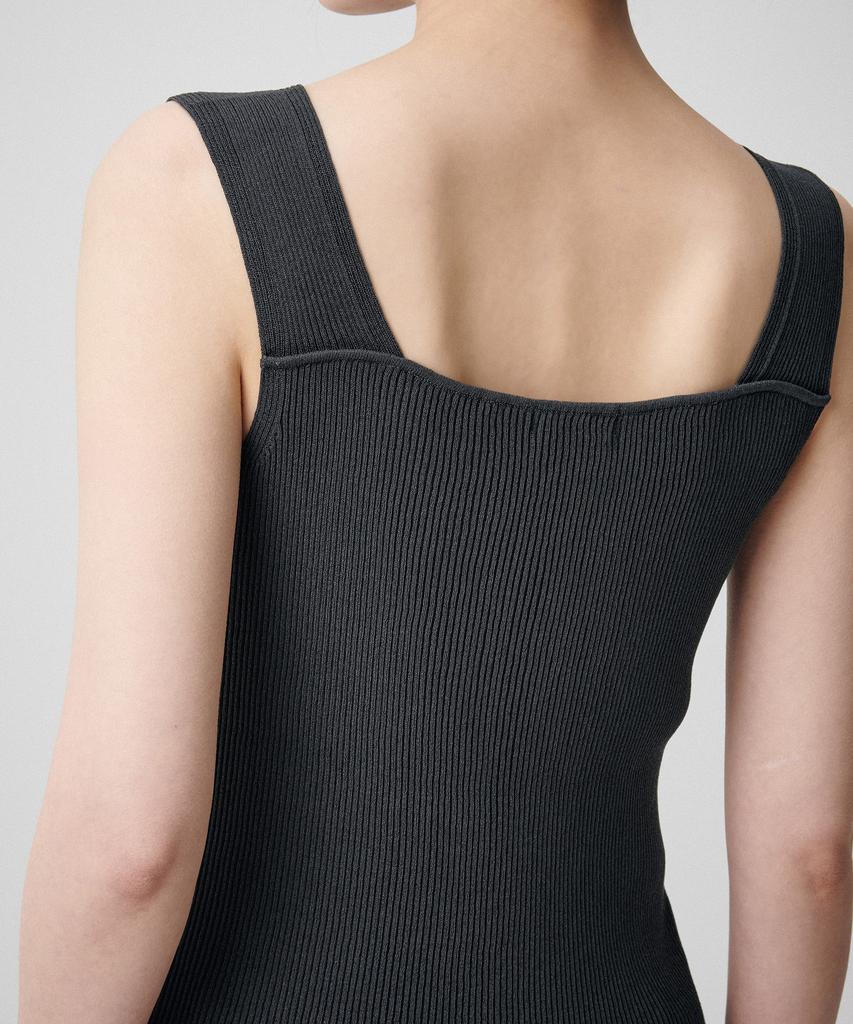 MUSINSA STANDARD WOMAN Women'S Ribbed V-Neck Knit Sleeveless Top [Dark Grey]
