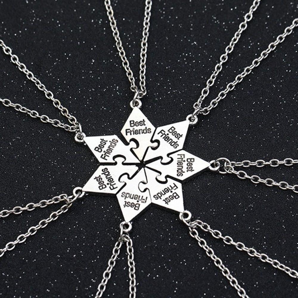 Zinc Zinc Alloy Best Friend Necklace Silver Multi-person Splicing Necklace Friendship Necklace  Unisex