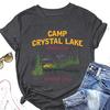 Summer New Womens Shortsleeved Tshirt Camp Crystal Lake Counselor Printed Loose Round Neck Casual Top with All Fashion Pullov