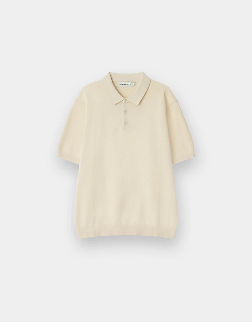 GIORDANO Washable Cotton Polo Neck Short Sleeve Knit Sweater (12Gg) 056510 [8Color]