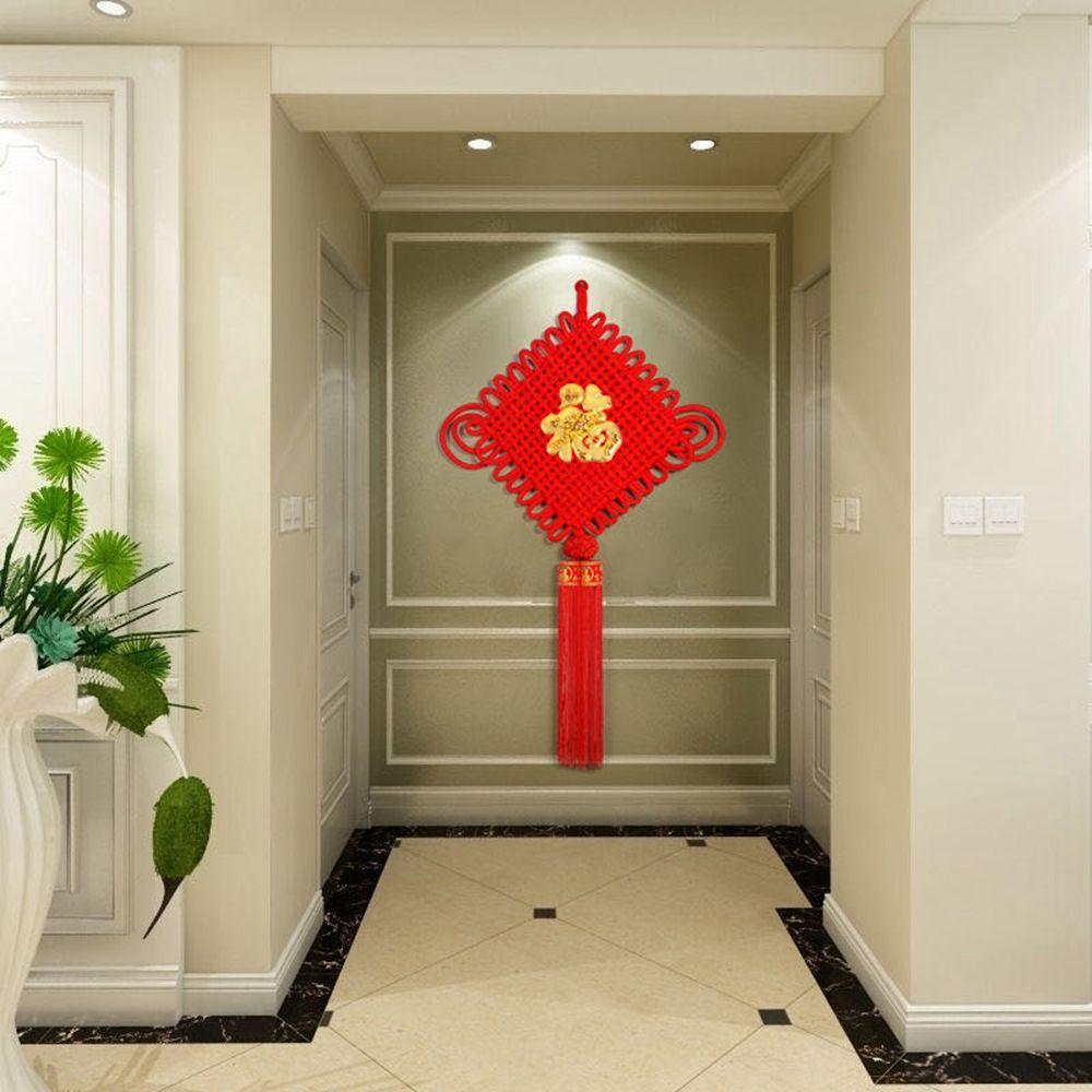 Glückliches Verheißungsvolles Zimmer Wandornament Frühlingsfest Anhänger Roter Chinesischer Knoten Neujahrsdeko