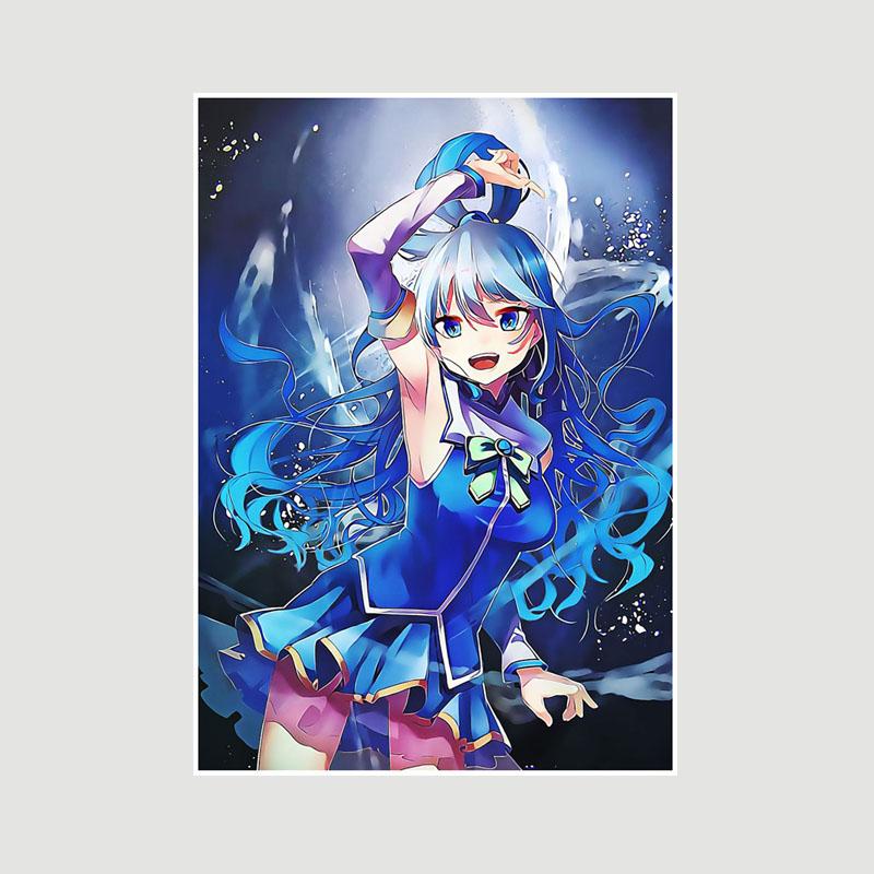 Vintage anime KonoSuba Megumin bílý papír plakáty a tisky ložnice bar kavárna dekorace nástěnná malba retro nástěnné umění malba domácí dekorace