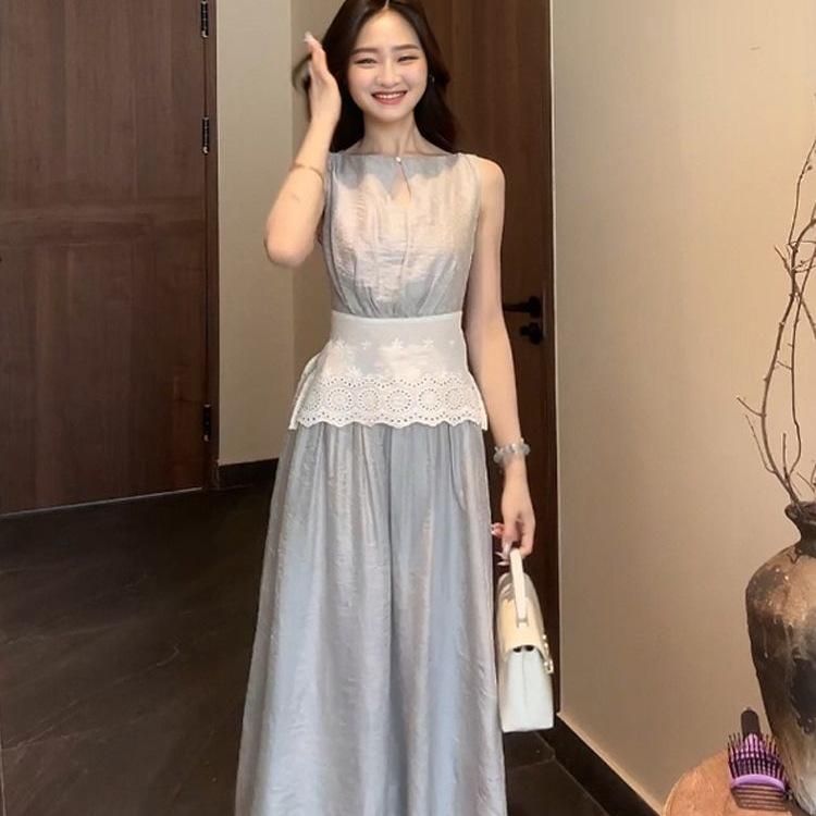 2026 French Elegant Lace Sleeveless Top & Skirt Set