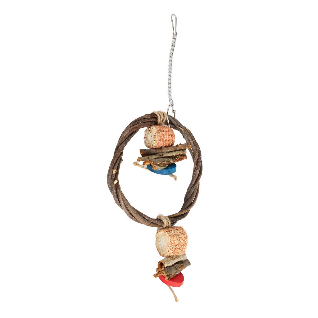 Wooden Bird Swing Perch Branch Woven   Colorful Food Colou    Hanging Swing Toy for   Pet Bird