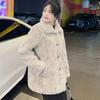 Autumn and winter new women's imitation rabbit hair brush flower small square collar lamb wool thickened imitation fur jacket women's short fashion