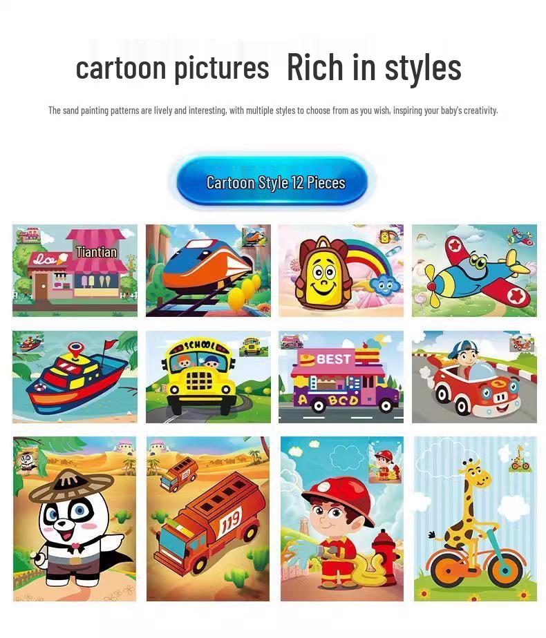 Children's DIY Sand Painting Art Kit - Scratch and Color Educational Craft Set for Boys and Girls