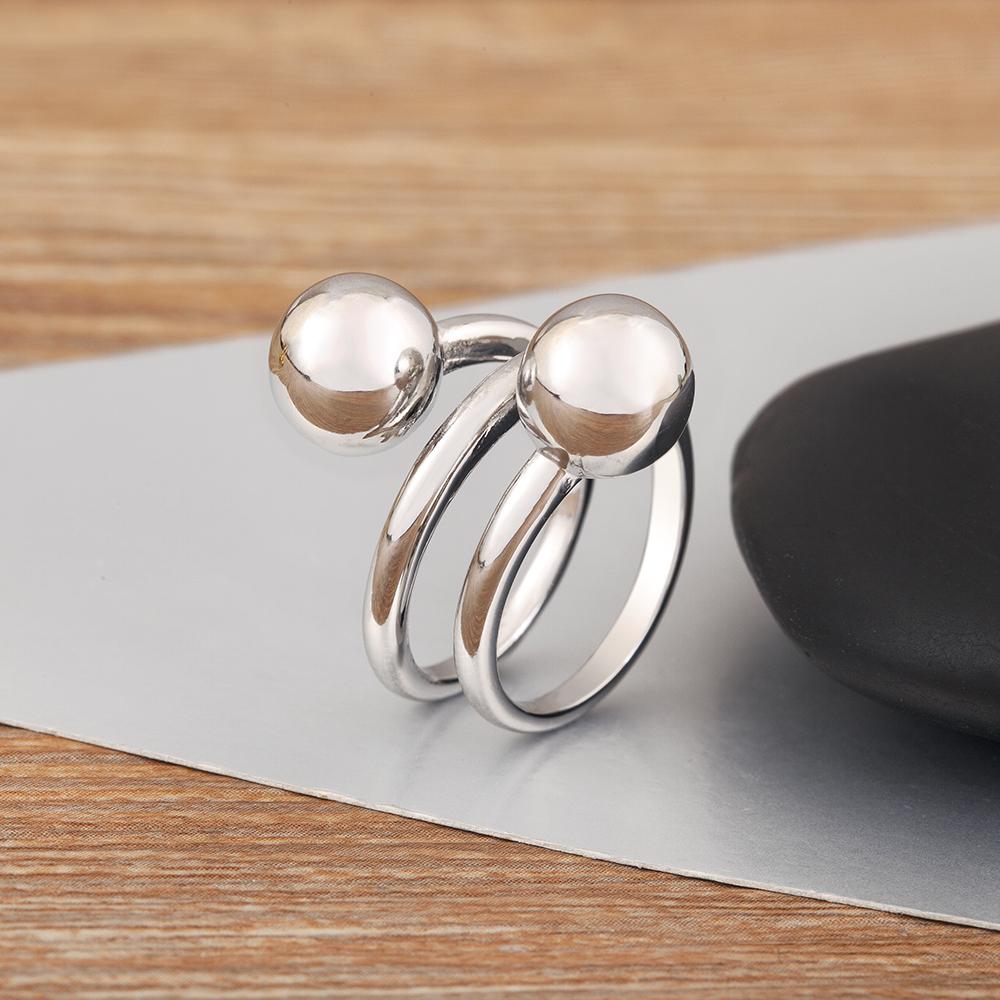 Nidin New Trendy Ball Shape Irregular Geometric Open Rings Adjustable For Female Double Layers Finger Jewelry Accessories Gift