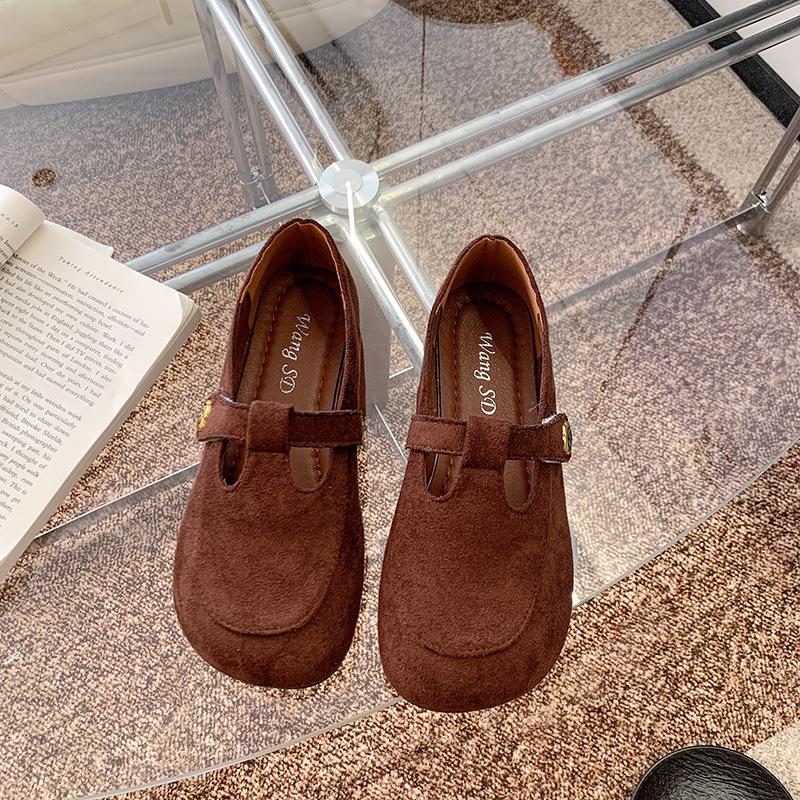 

2025 autumn new fashion shallow single shoes women s Mori literary and retro square head one pedal soft flat casual shoes 40 светло-коричневого