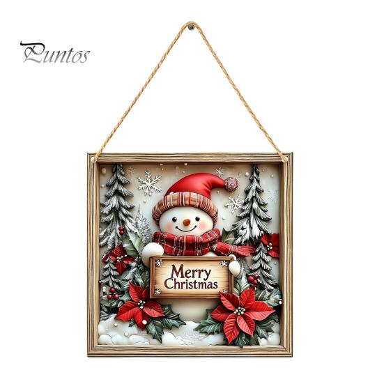 Seasonal Wall Sign Christmas Wooden Hanging Sign, Gnome Snowman Angel Candle 2D Wood Plaque, Xmas Door Hanger Vintage for Home Porch Holiday