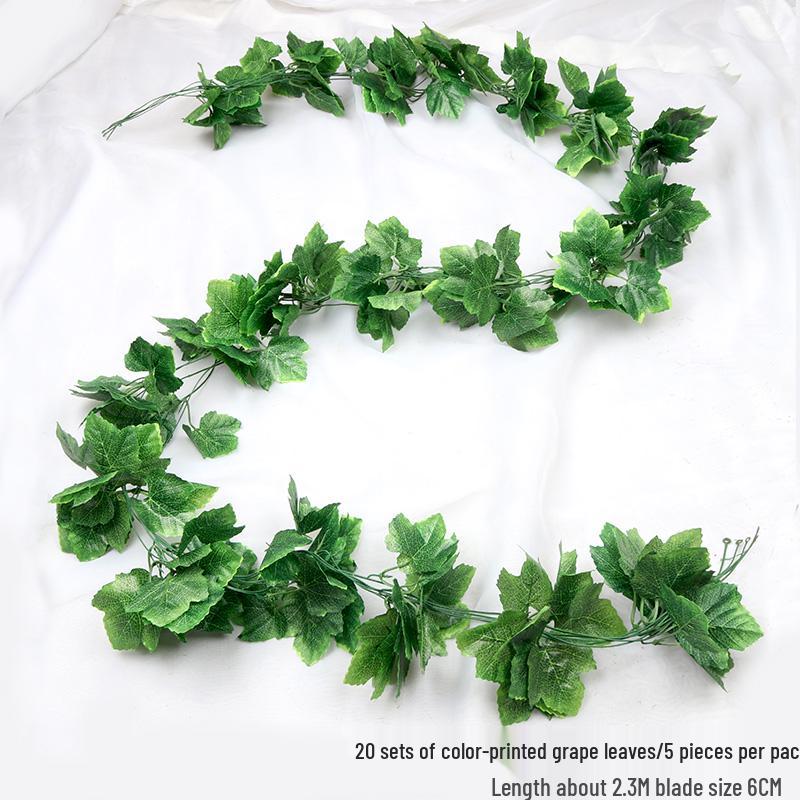 Rattan Faux Green Leaves & Vines - Decorative Plastic Flower Vines for Water Pipes & Air Conditioning Cover