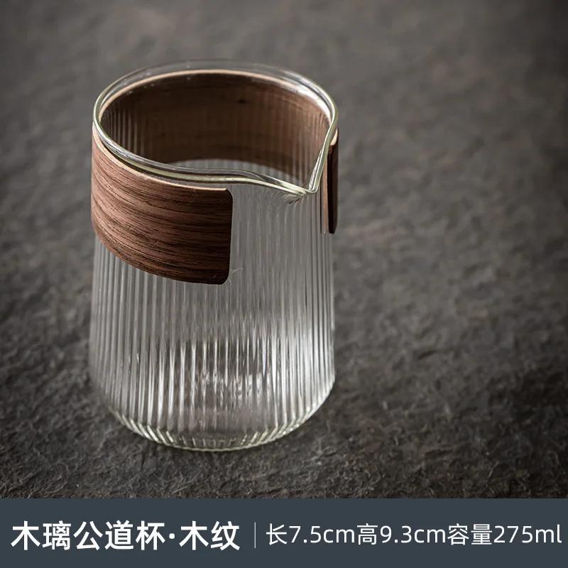 

Creative Bamboo Ring Glass Fair Cup Tea Dispenser Kung Fu Tea Set Accessories Thick Heat-resistant Transparent Cup 201-300ml