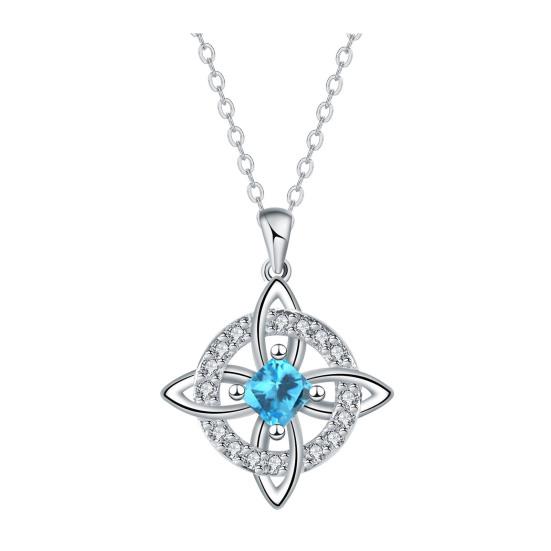 Celtic Knot Necklace Witches Knot Birthstone Necklace Sparkling Celtic Symbol Necklace Wiccan Spiritual Jewelry Gift for Women Mom Wife Girlfriend