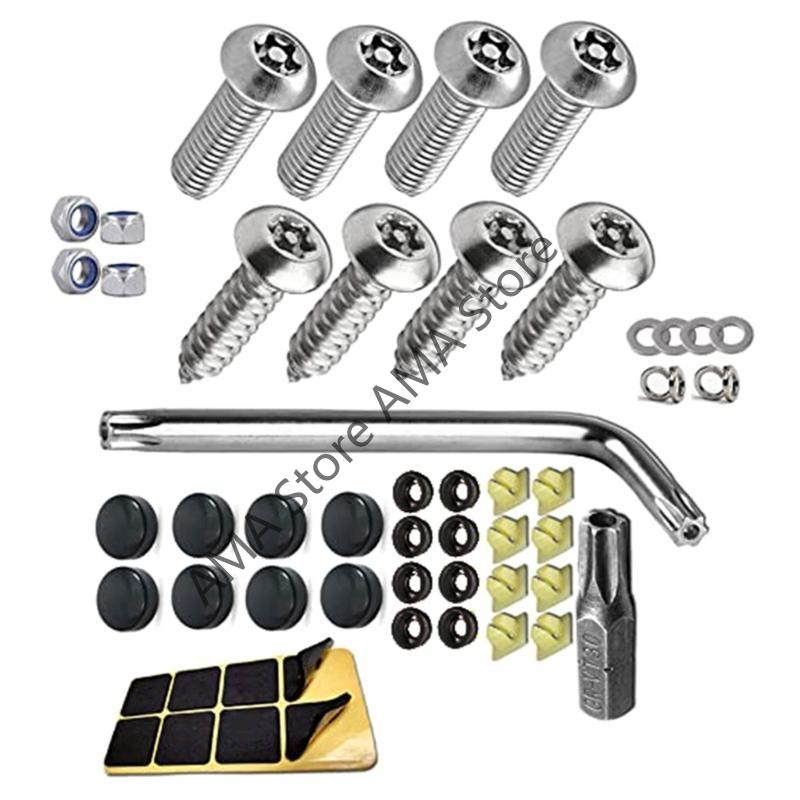 X7JF Anti Theft Auto Security License Plate Screws Accessory StainlessSteel Screws