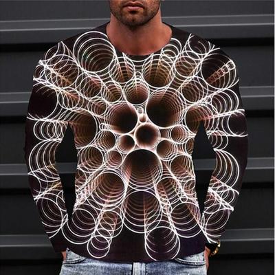 Herren T-Shirt Rundhals Langarm 3D Druck Herbst Top T-Shirt Locker Freizeit Übergroßes Casual Sweatshirt Herrenbekleidung