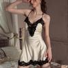 Sexy Pajamas Women's Ice Silk Summer Sexy Lace with Chest Pad Suspender Nightdress New Pure Desire Style Loungewear