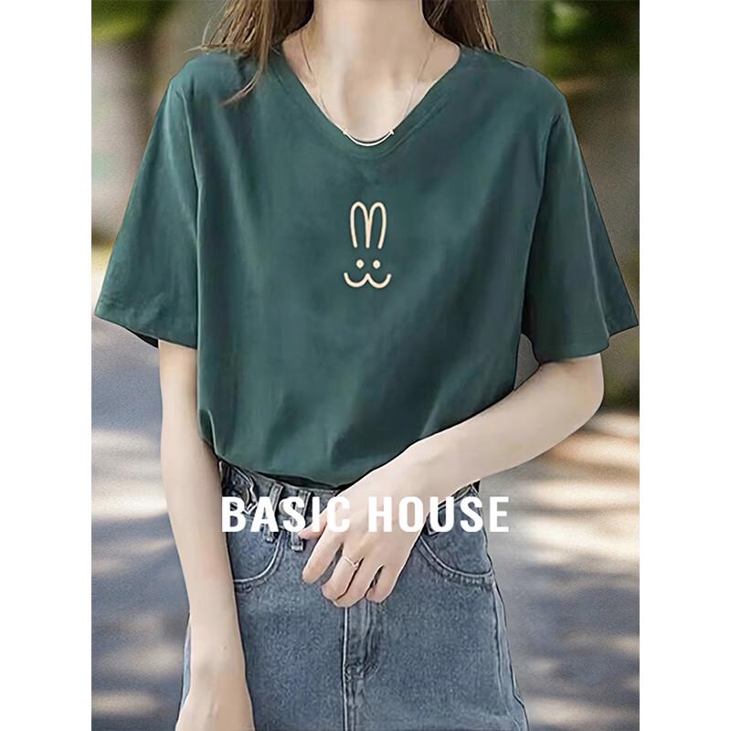 

Базовая хлопковая футболка с коротким рукавом и принтом кролика для женщин Basic House 2XL
