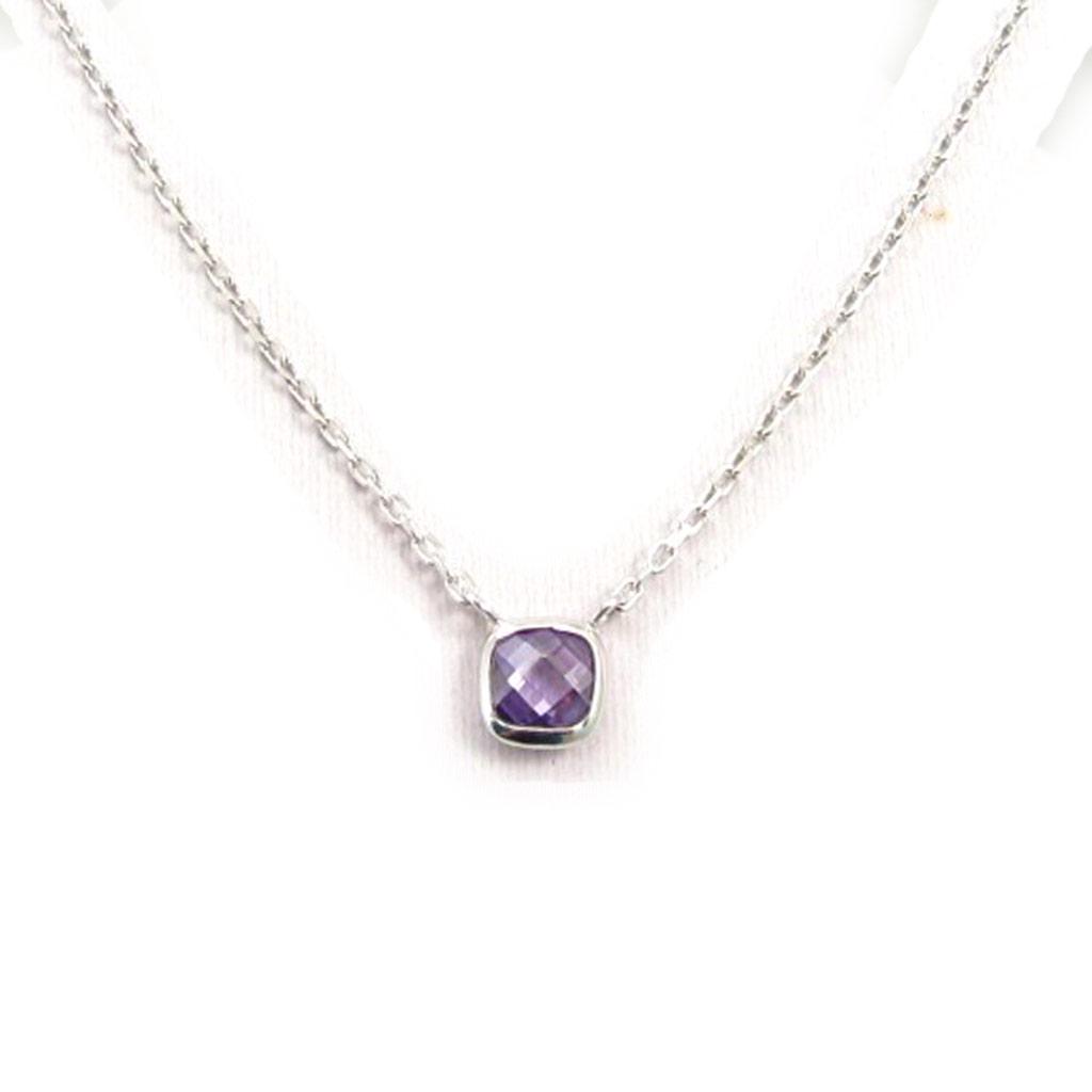 Les Trésors De Lily [K5892] - Silver 'Linda' Amethyst Necklace