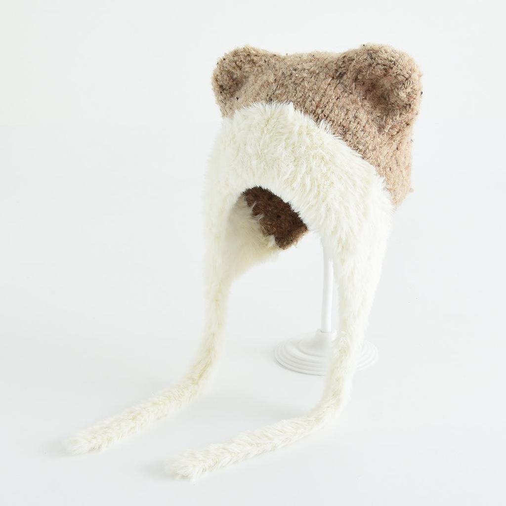 Girls' Knitted Wool Hat with Ear Protection - Warm and Windproof for Autumn and Winter Outings