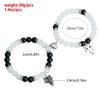 2Pieces Elegant Crystal Bead Bracelet Magnetic Clasp Handchain for Couples Adjustable Matching Wristbands Accessory